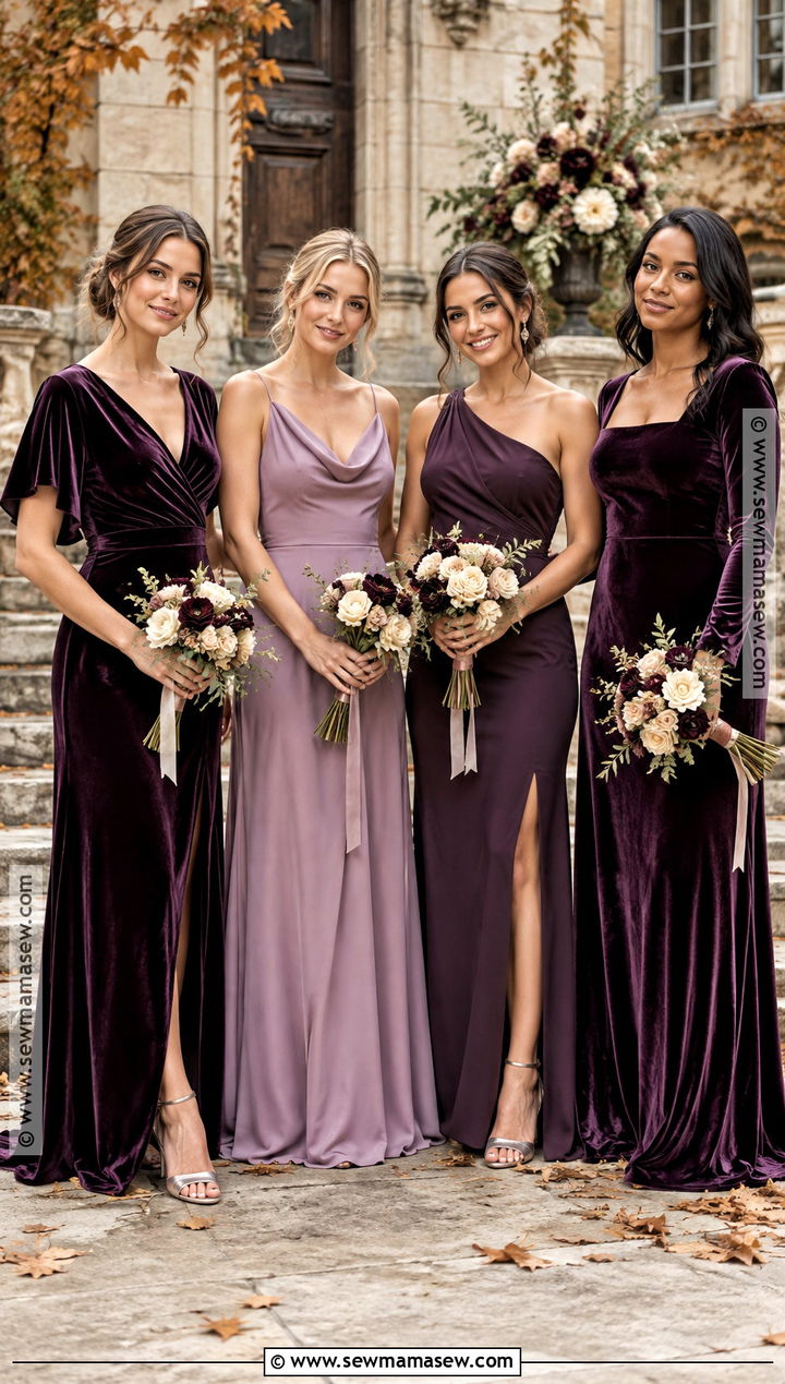 Plum Aubergine And Lavender Mismatched Bridesmaid Dresses - 15 mismatched bridesmaid dresses fall autumn color palettes