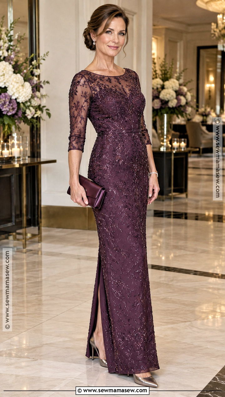 Plum Beaded Fall Mother Of The Bride Gown - 20 mother of the bride dresses long fall