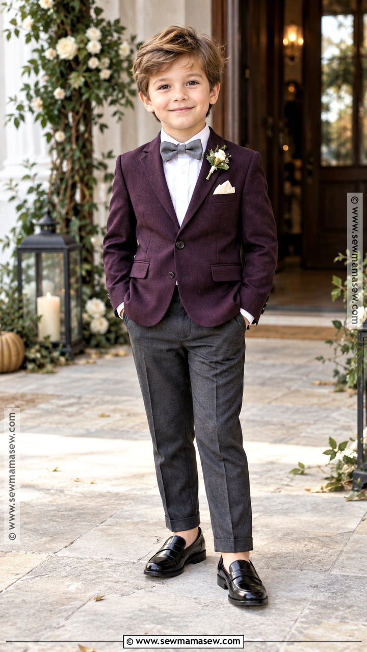 Plum Blazer Ring Bearer Outfit - 20 fall ring bearer outfit ideas