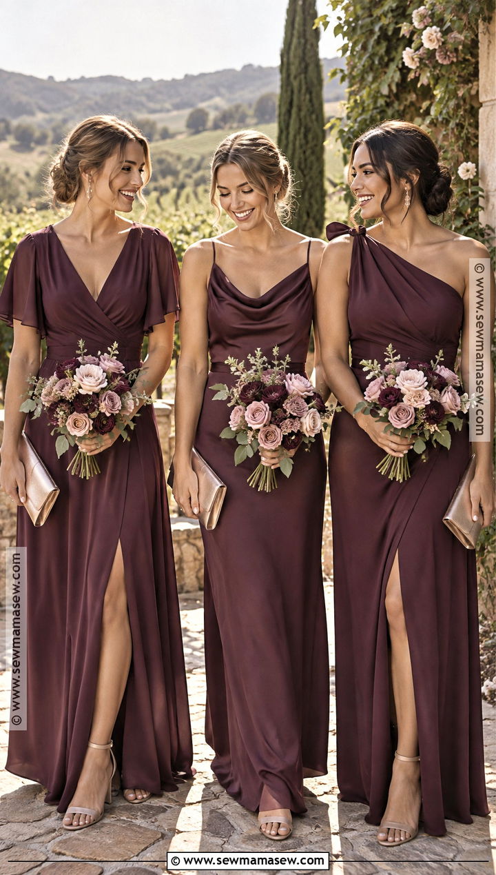 Plum Bridesmaid Dresses With Mauve Flowers - 20 wedding color schemes fall september bridesmaid dresses