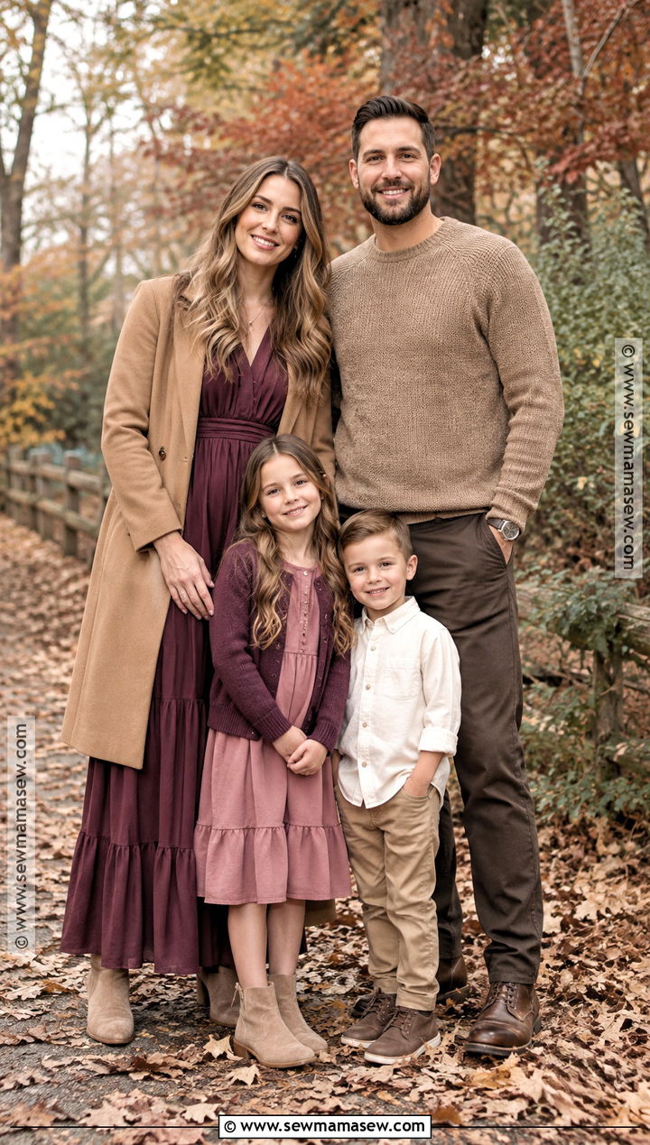 Plum Camel and Dusty Rose Fall Family Picture Outfit - 20 fall color family picture outfits