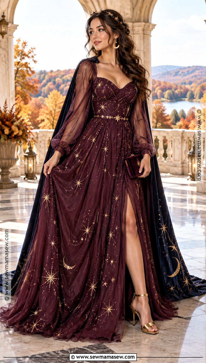 Plum Celestial Autumn Gown - 15 Autumn Fantasy Gown Ideas