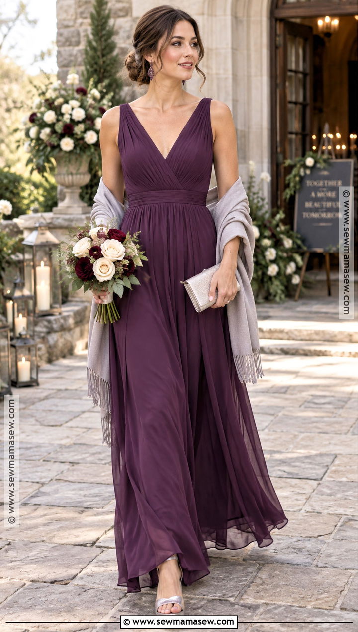 Plum Chiffon Fall Bridal Party Dress - 15 fall bridal party dresses