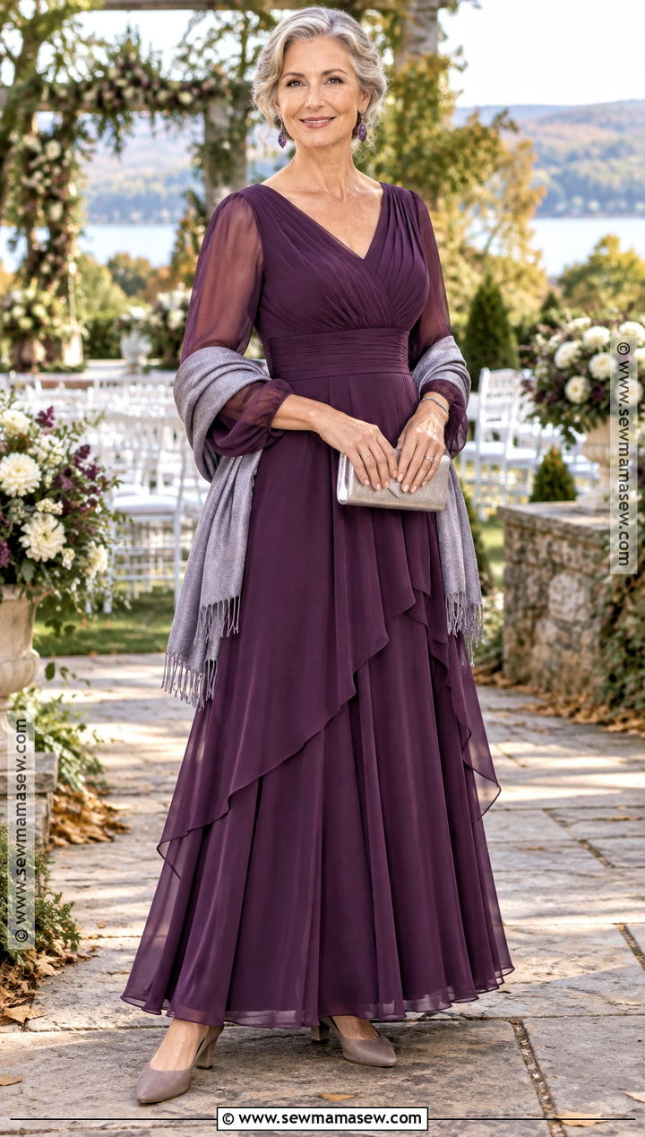 Plum Chiffon Mother of the Groom Dress - 15 mother of the groom dresses fall