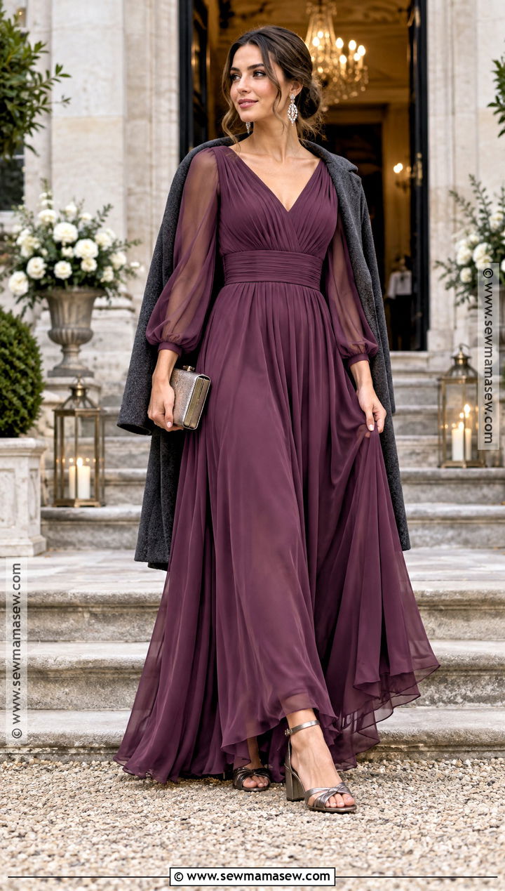 Plum Chiffon October Wedding Guest Dress - 20 october wedding dresses guest