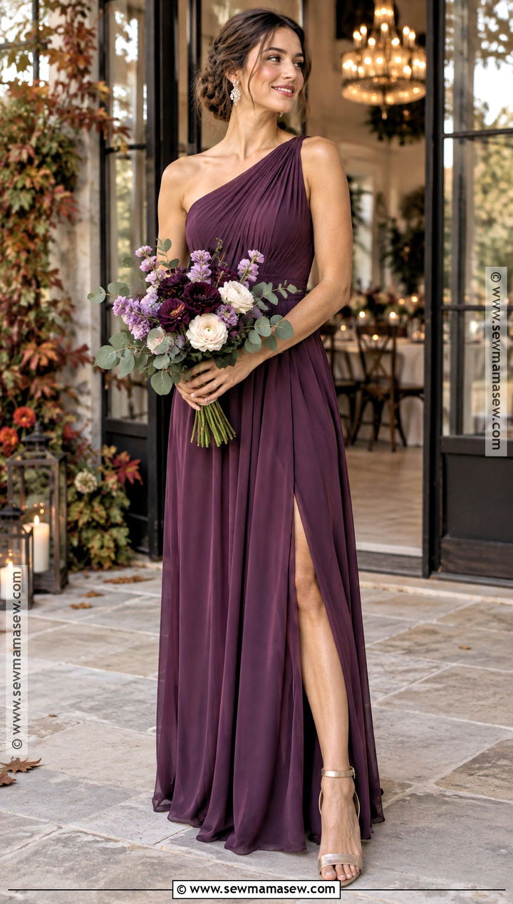 Plum Convertible Bridesmaid Dress With Mixed Purple Bouquet - 15 plum bridesmaid dresses fall deep purple wedding bouquets