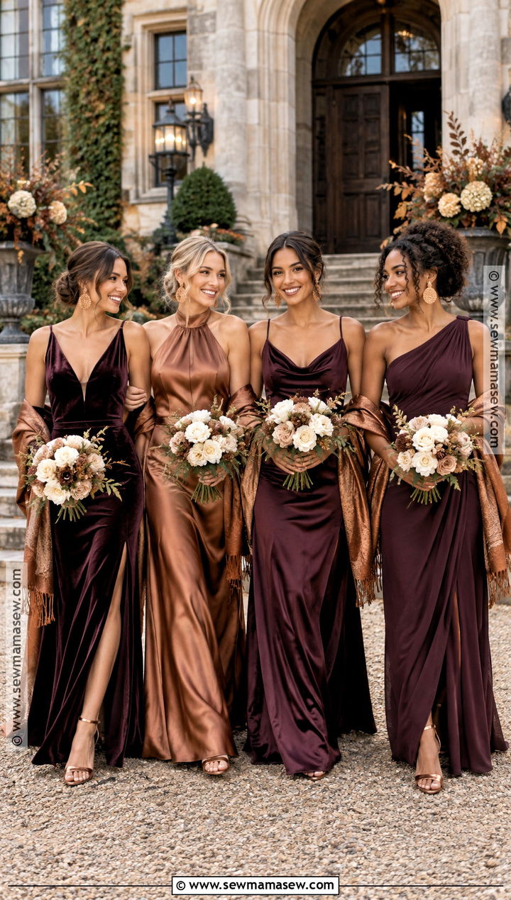 Plum Copper And Ivory Bridesmaid Dresses - 15 October Wedding Colors Schemes Bridesmaid Dress Ideas