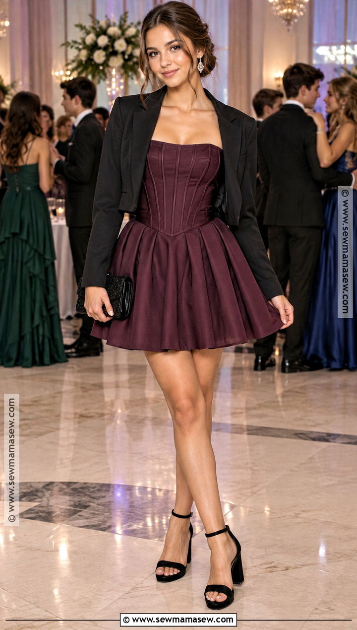 Plum Corset Fall Dance Dress - 20 fall dance dresses