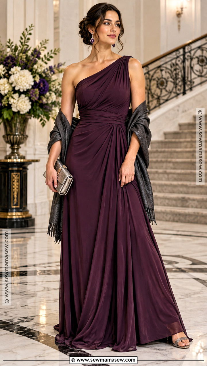 Plum Draped Fall Ball Dress - 20 Fall Ball Dresses