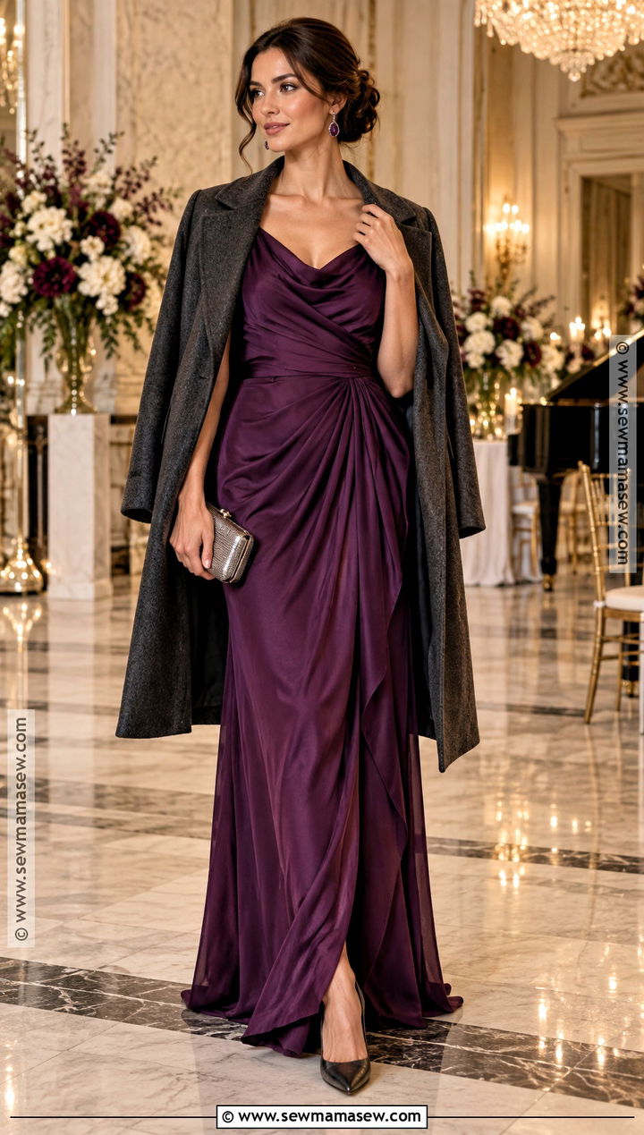 Plum Draped Maxi Wedding Guest Dress - 15 Guest Of Wedding Dress Fall Ideas