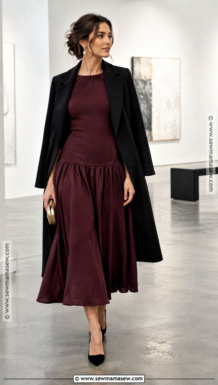 Plum Drop Waist Autumn Wedding Guest Dress - 25 autumn dresses wedding guest