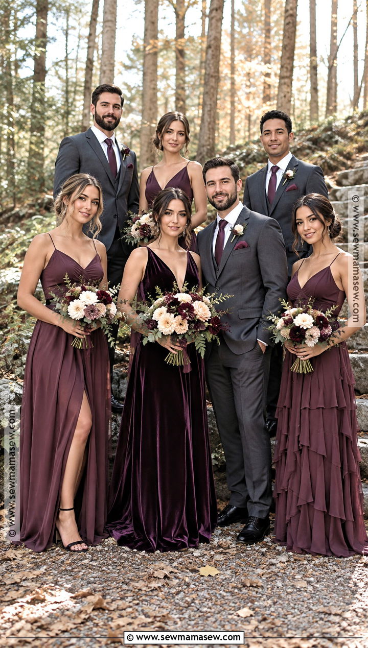Plum Fall Boho Wedding Party Attire - 15 fall boho wedding party attire ideas