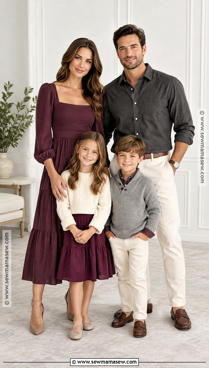 Plum Gray And Cream September Family Photo Outfits - 25 september family pictures outfits