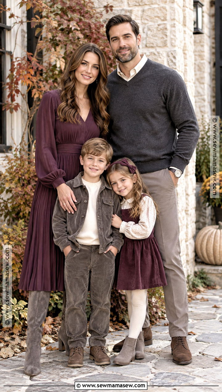 Plum Gray and Cream Fall Family Photo Outfits - 20 Fall Family Photo Outfits Color Combos