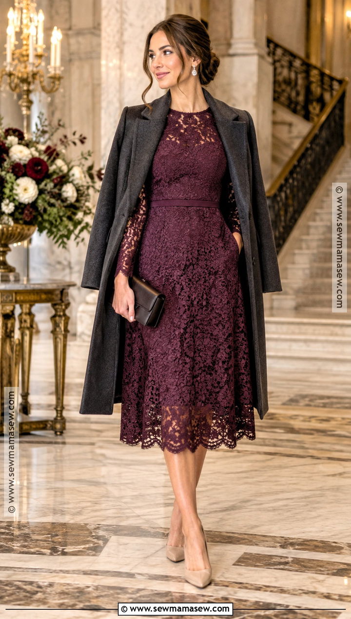 Plum Lace Fall Engagement Dress - 20 fall engagement dress ideas