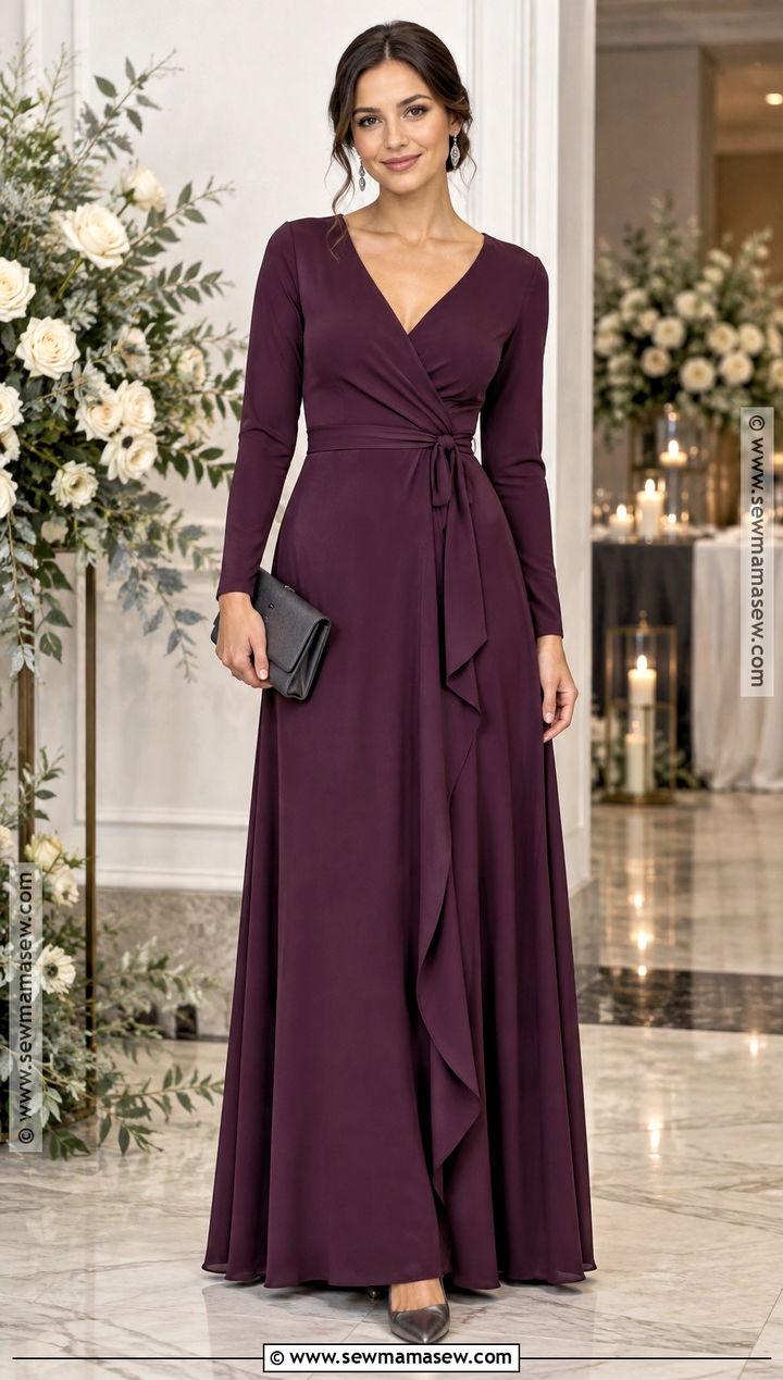 Plum Long Sleeve Bridesmaid Dress - 20 fall bridesmaids dresses