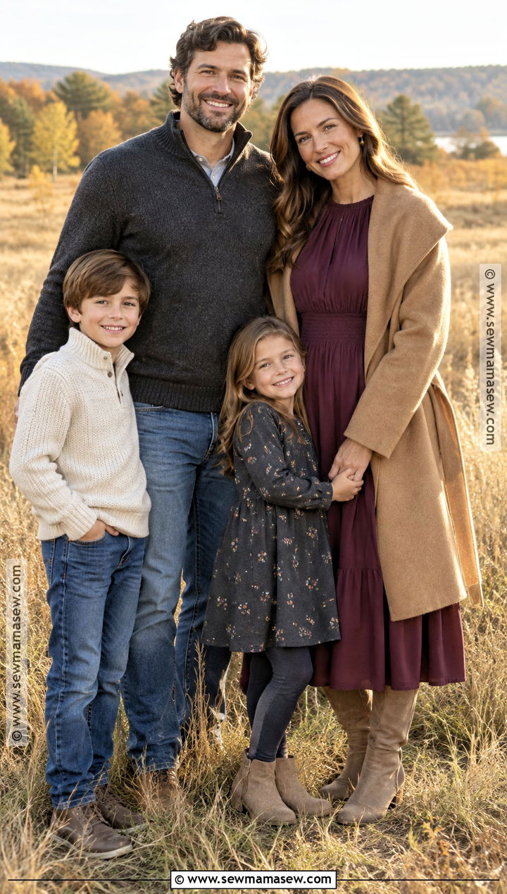 Plum Long Sleeve Fall Photoshoot Dress - 15 fall dresses for photoshoot for family