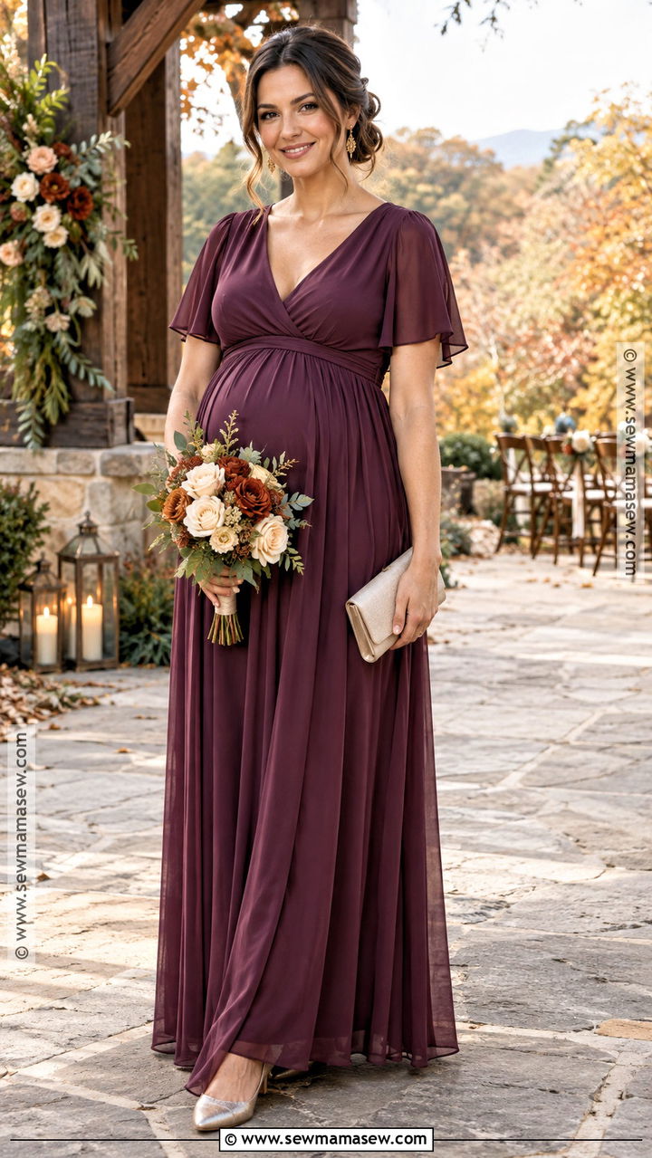 Plum Maternity Wrap Bridesmaid Dress - 20 plum bridesmaid dresses fall