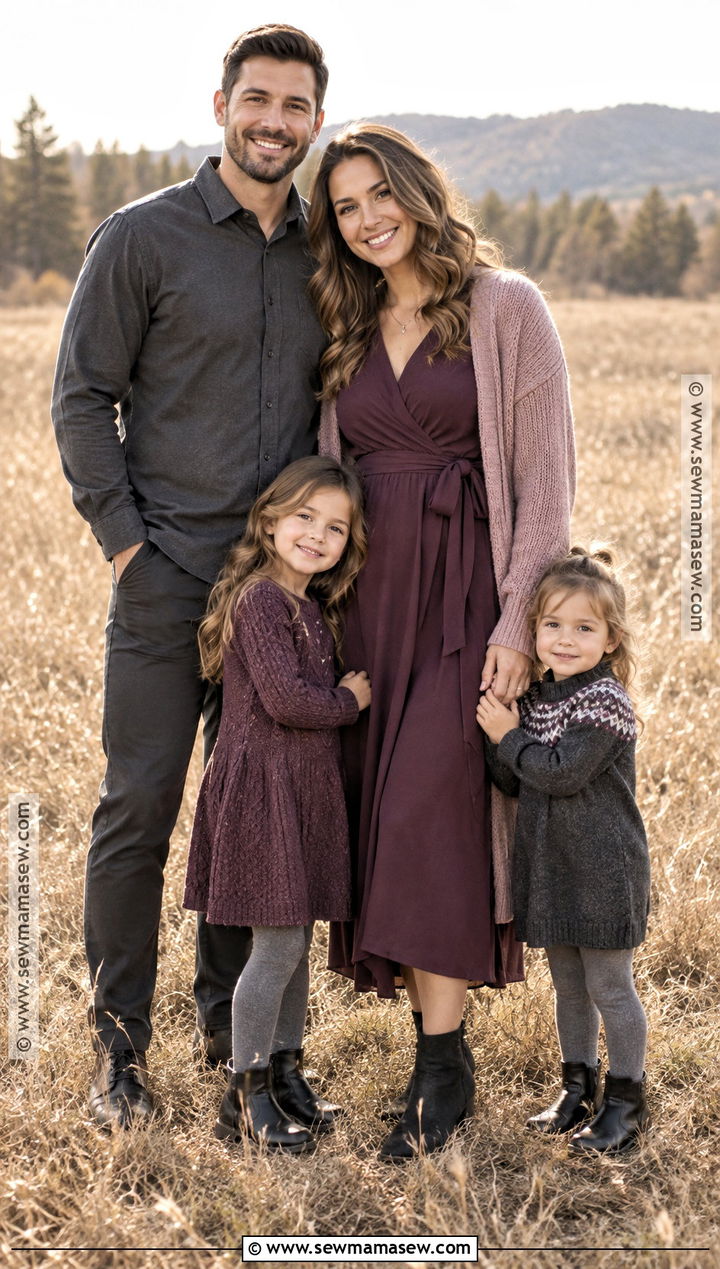 Plum Mauve And Charcoal Fall Family Outfit - 20 fall family outfit ideas