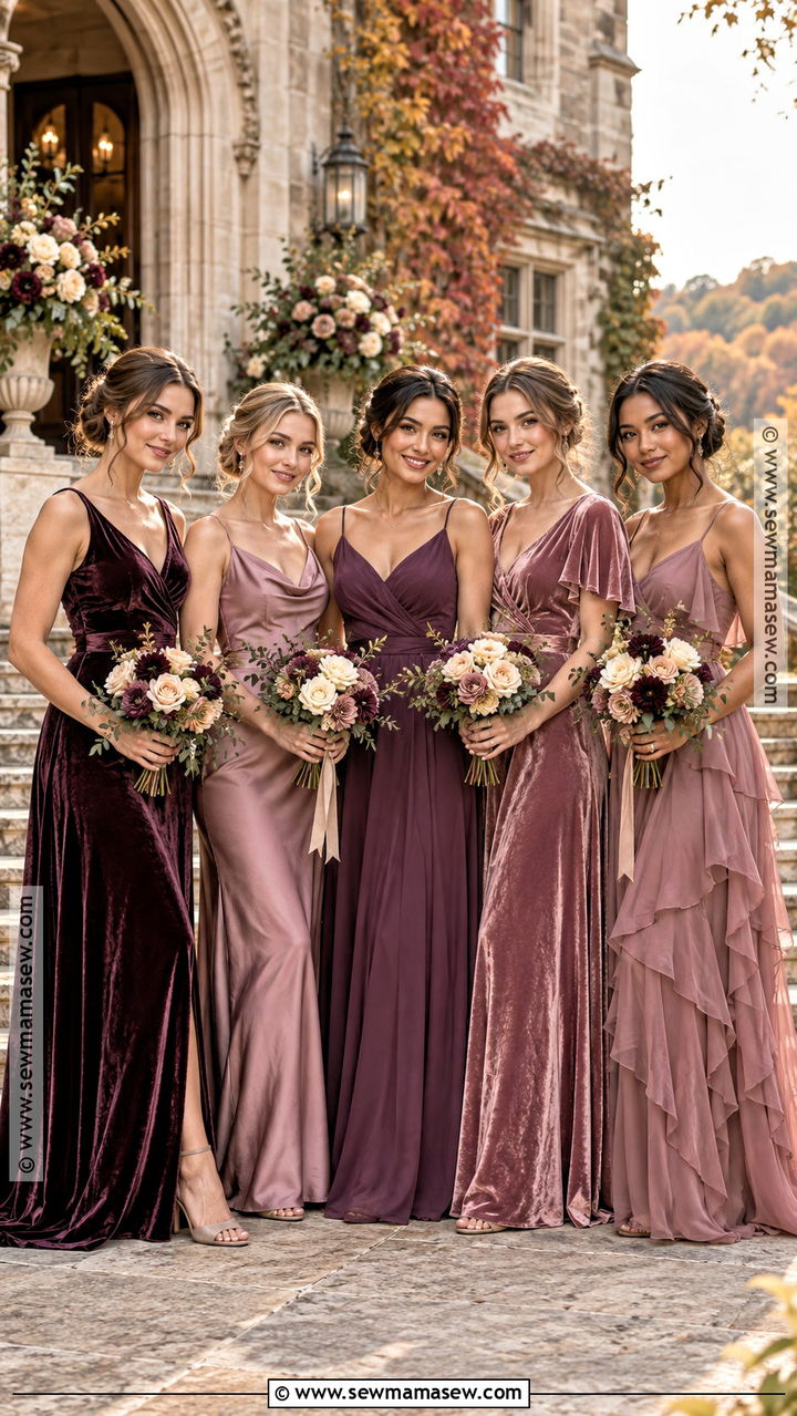 Plum Mauve And Dusty Rose Bridesmaid Dresses - 20 autumn bridesmaid dresses color palettes