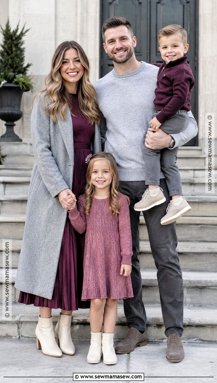 Plum Mauve And Gray October Family Photo Outfits - 15 october family photos outfits colors
