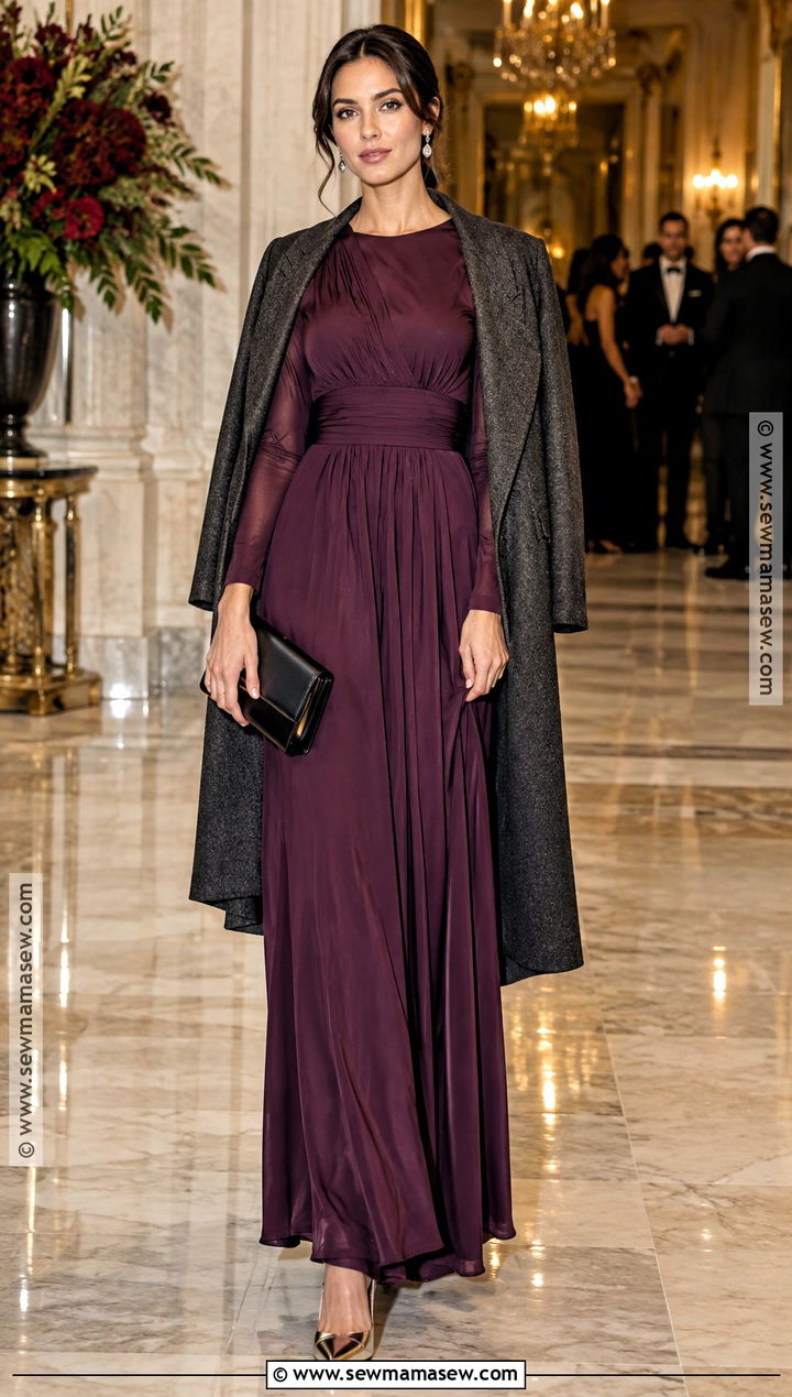 Plum Maxi Dress Fall Party Outfit - 25 fall party outfit night ideas