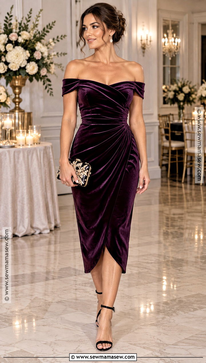 Plum Off the Shoulder Cocktail Dress - 15 Cocktail Dresses Fall 2026