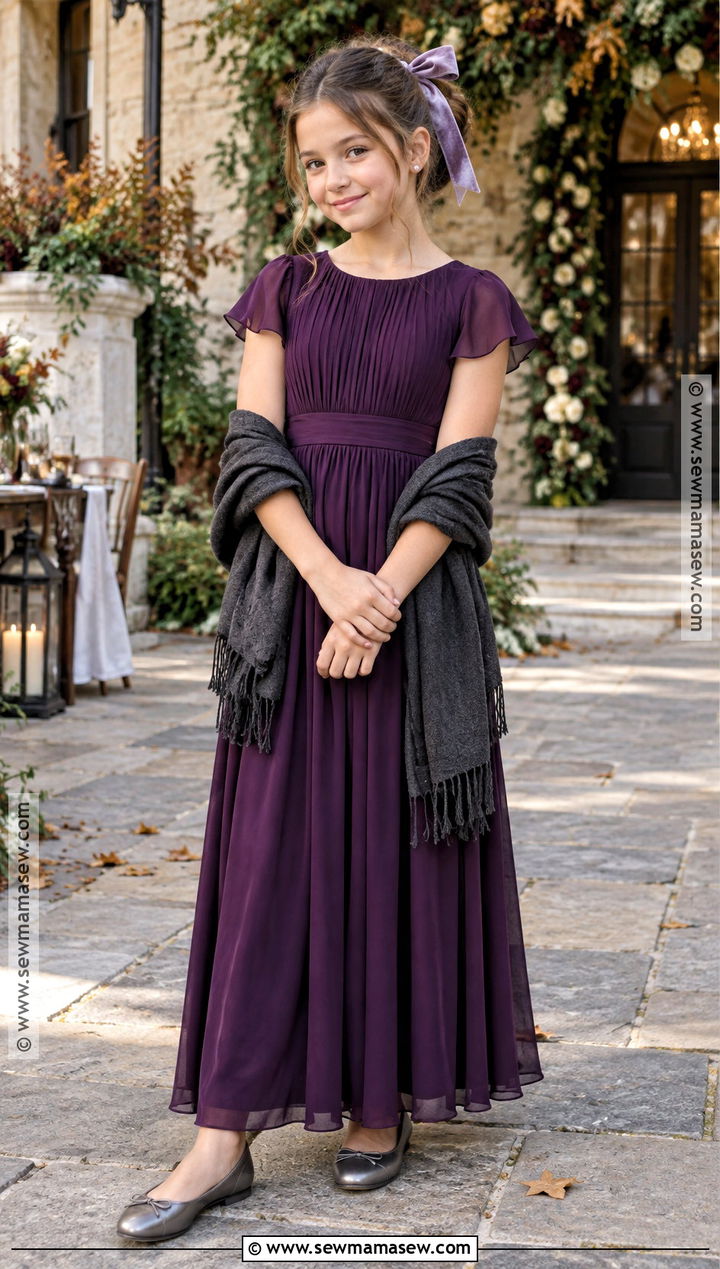 Plum Pleated Junior Bridesmaid Dress - 15 Fall Wedding Junior Bridesmaid Dresses