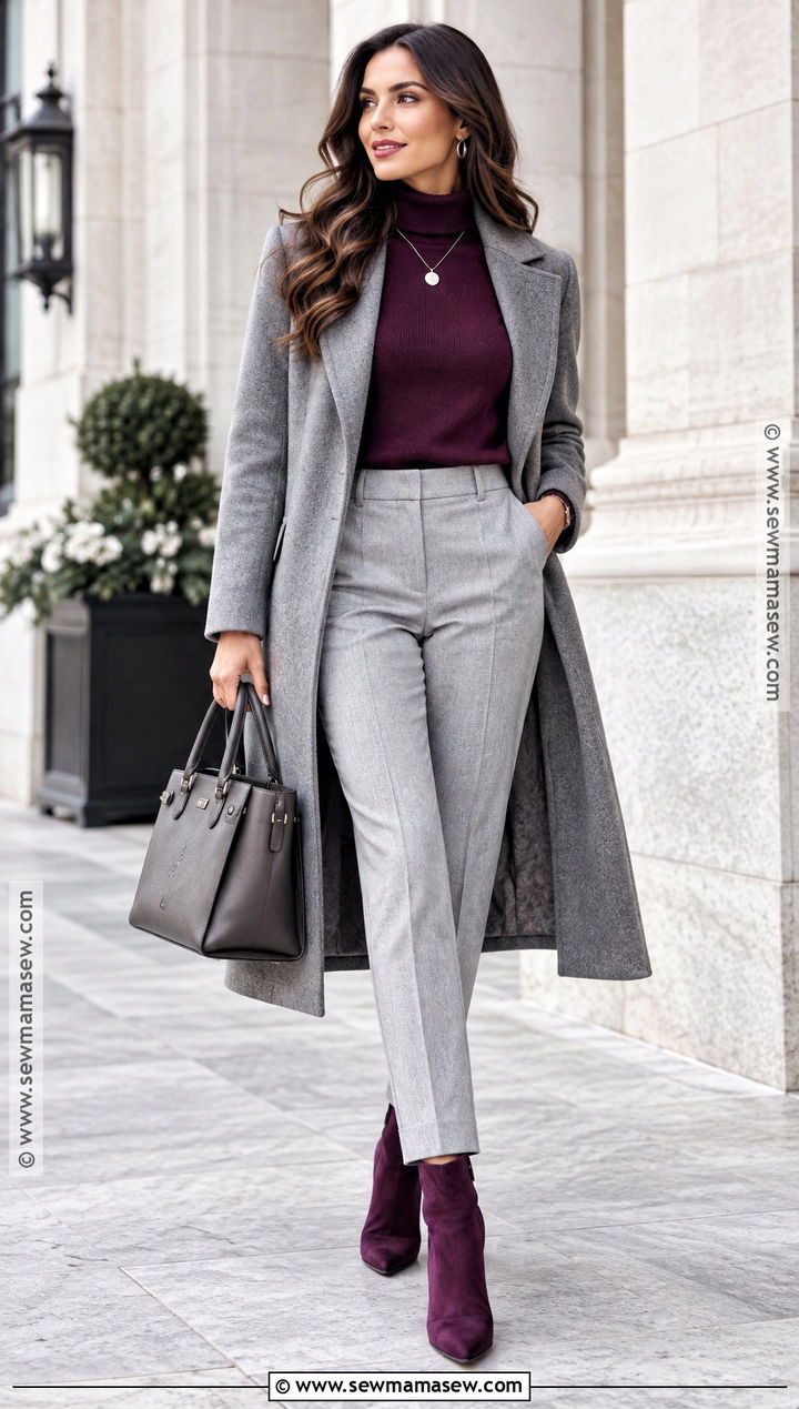 Plum Purple And Soft Gray Fall Outfit - 20 fall outfit color combos