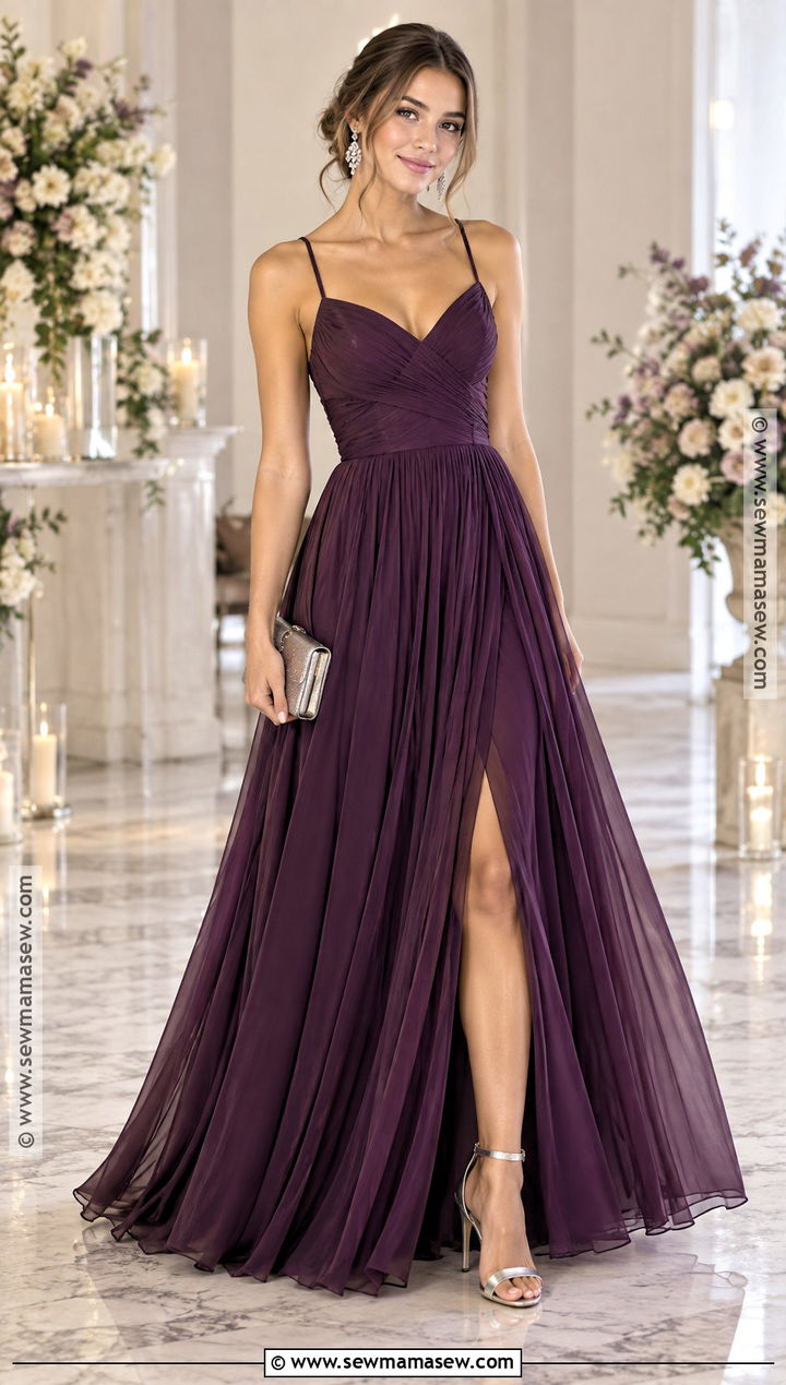 Plum Purple Prom Dress With Crystal Jewelry - 15 Prom Dresses Autumn Colours