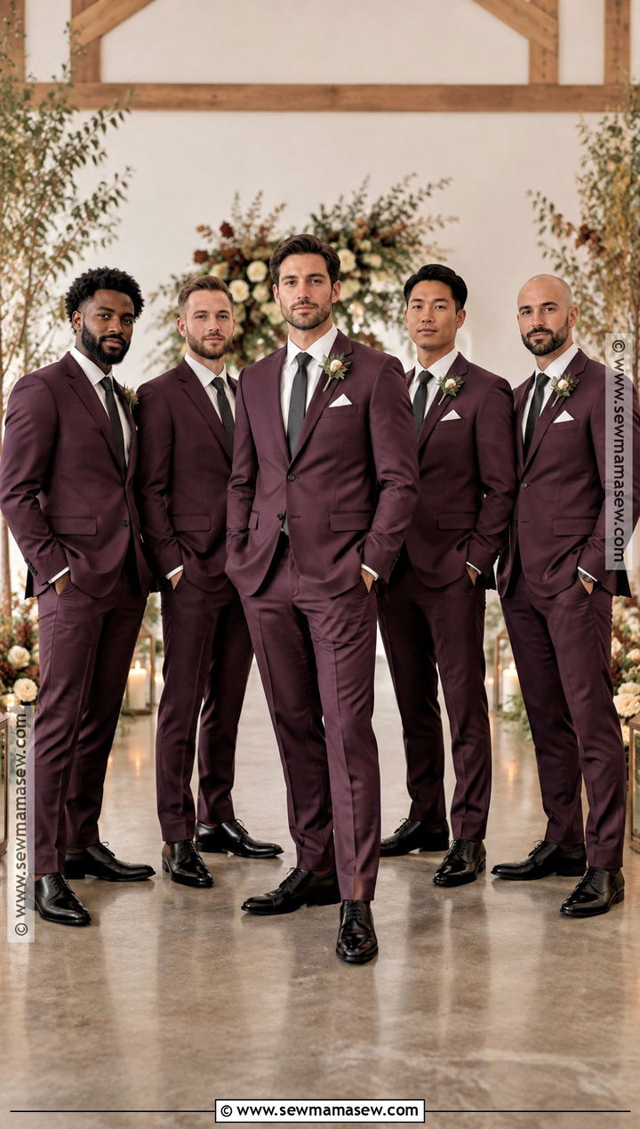 Plum Suit Groomsmen Attire - 15 fall color groomsmen attire ideas