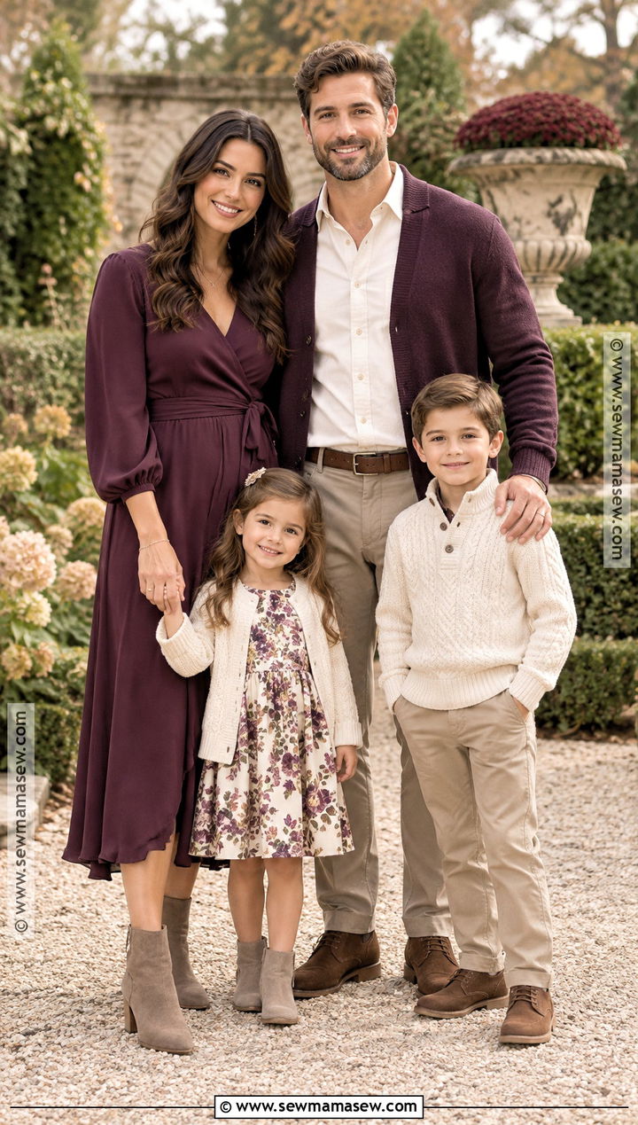 Plum Taupe And Ivory Fall Family Photo Outfits - 15 family photo outfit fall color schemes ideas
