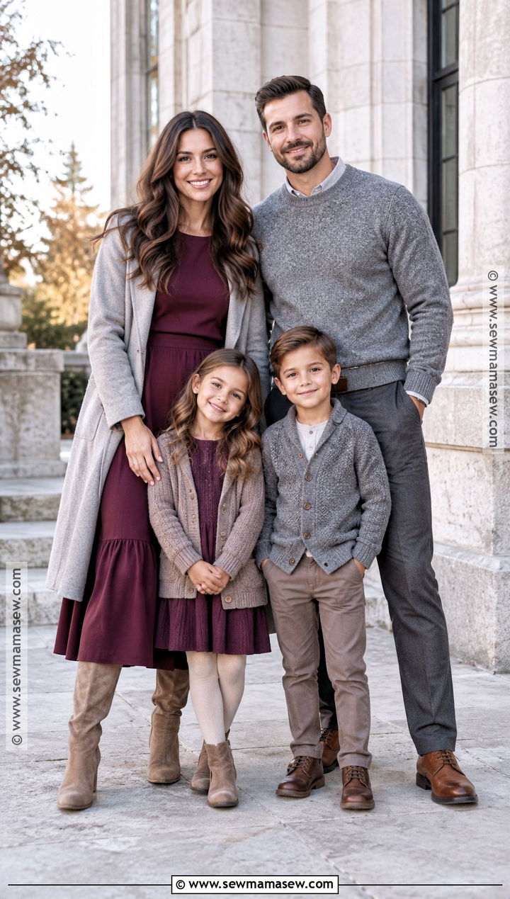 Plum Taupe And Soft Gray Family Photo Outfits - 20 Family Photo Outfits Fall Color Schemes