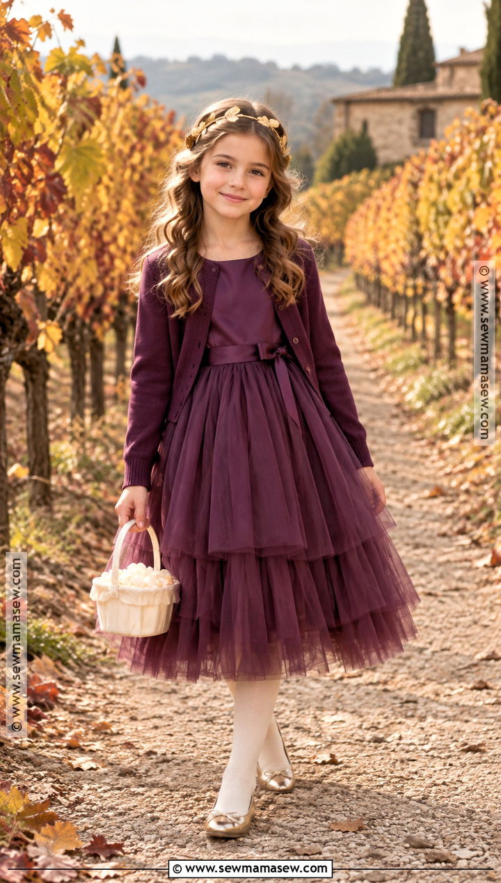 Plum Tulle Flower Girl Dress - 15 Fall Wedding Flower Girl Dress Ideas
