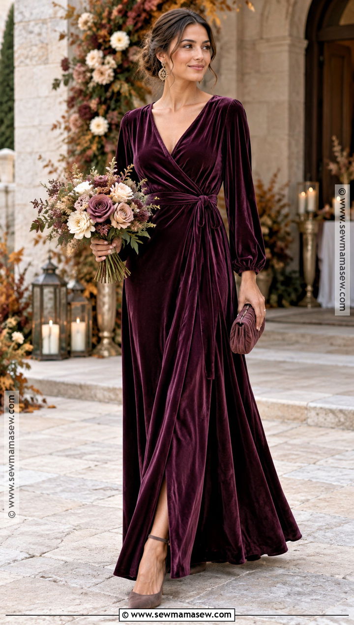 Plum Velvet Boho Bridesmaid Dress - 15 Fall Boho Bridesmaid Dress Ideas