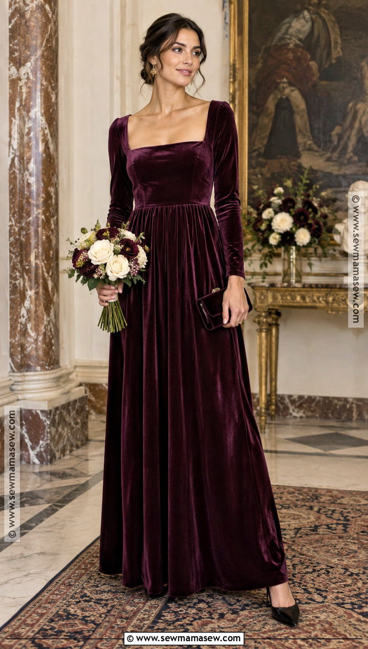 Plum Velvet Bridesmaid Dress - 15 bridesmaid autumn dresses