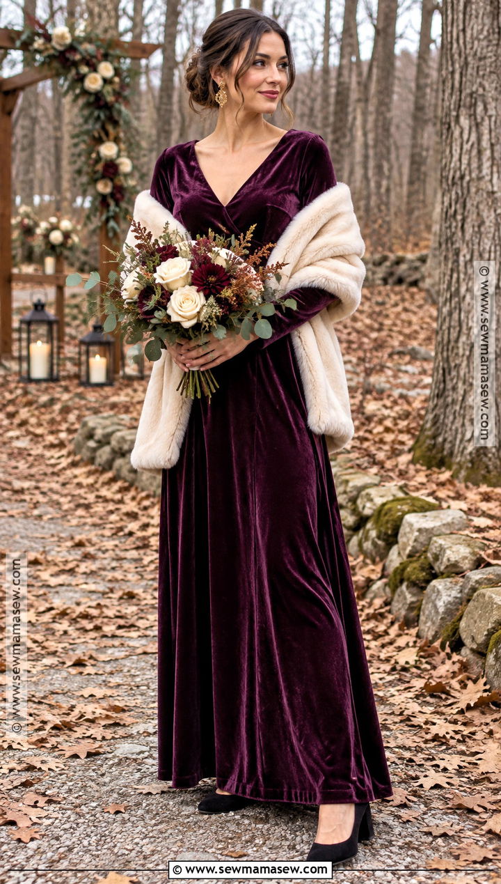 Plum Velvet Bridesmaid Dress - 15 Rustic Fall Wedding Colors Bridesmaid Dresses