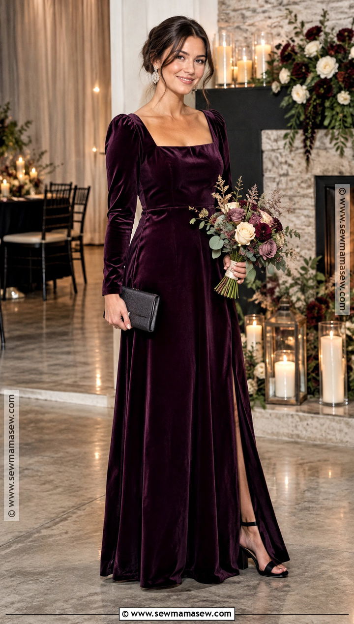 Plum Velvet Bridesmaid Dress - 15 Bridesmaids Dresses Fall Colors