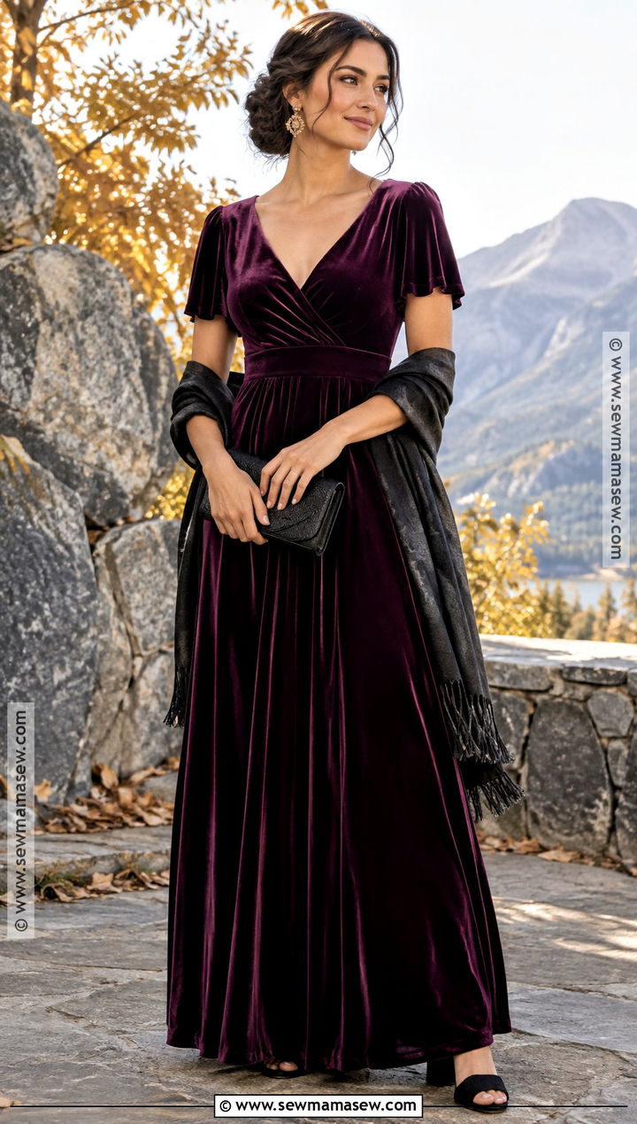 Plum Velvet Bridesmaid Dress - 15 Fall Mountain Bridesmaid Dresses