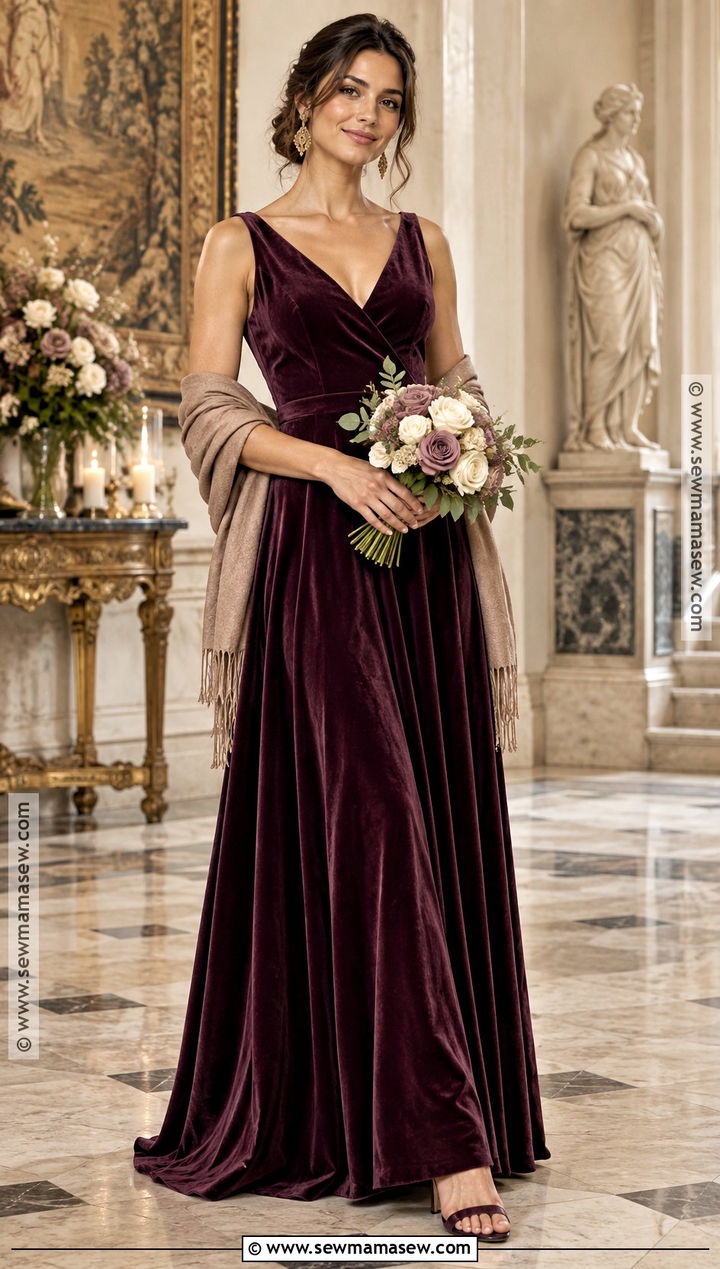 Plum Velvet Bridesmaid Dress - 15 Fall Tone Bridesmaid Dresses