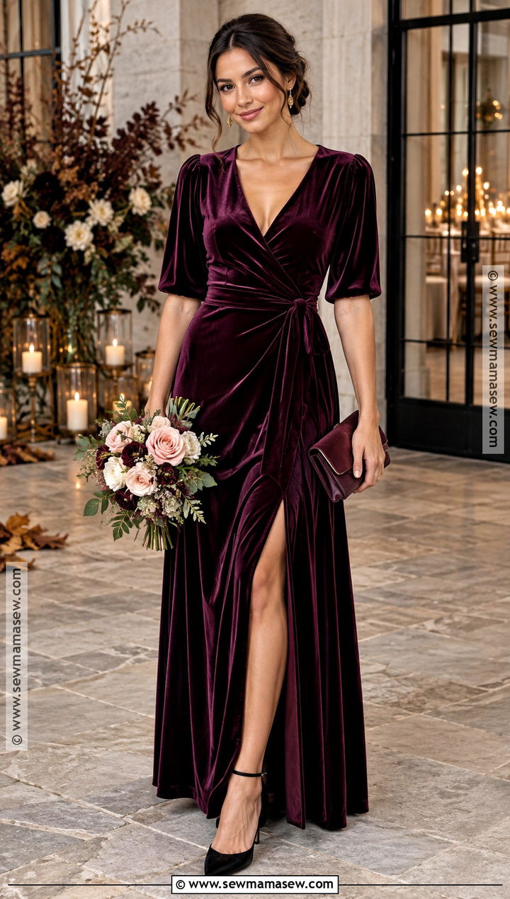 Plum Velvet Bridesmaid Dress - 15 fall tones bridesmaid dresses