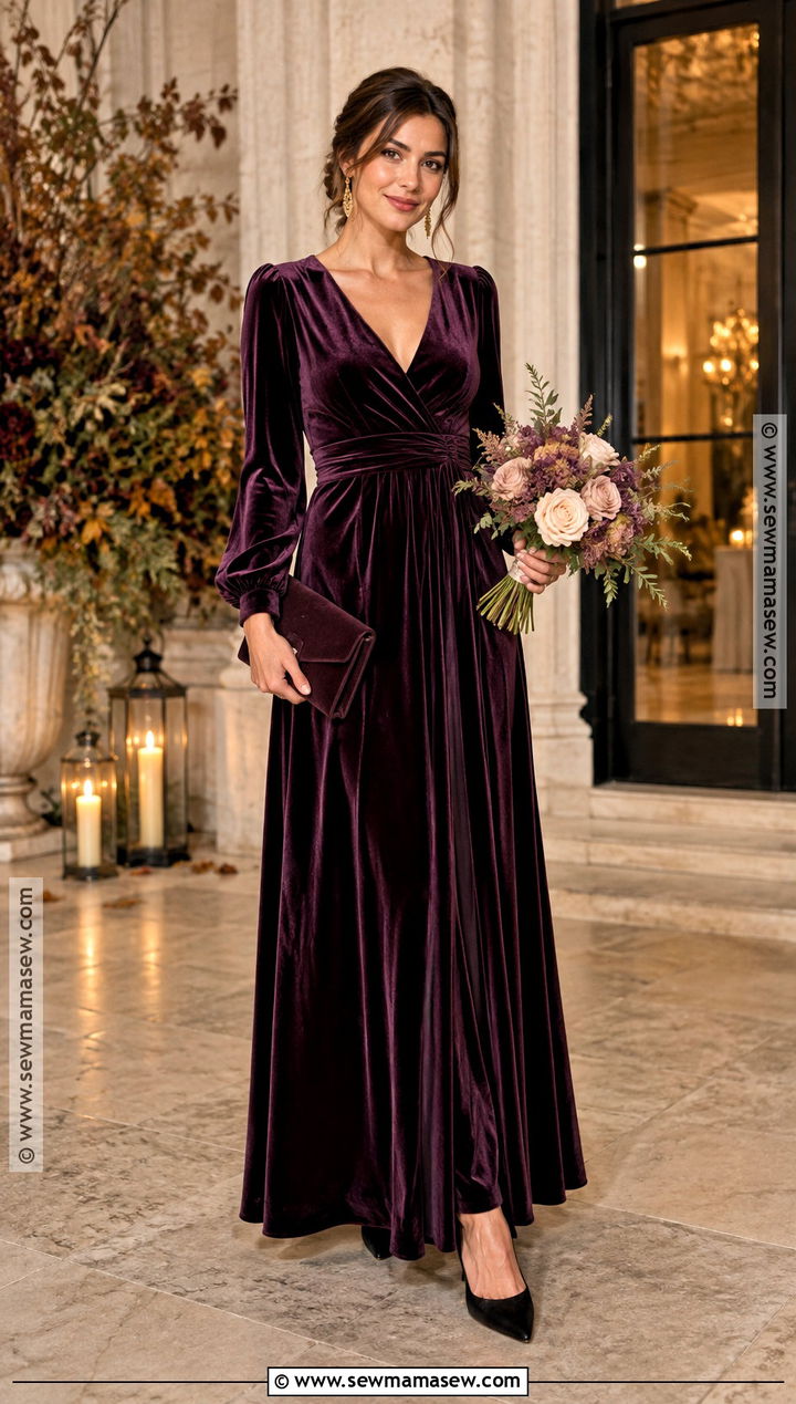 Plum Velvet Bridesmaid Dress - 15 Fall Velvet Bridesmaid Dresses Different Colors