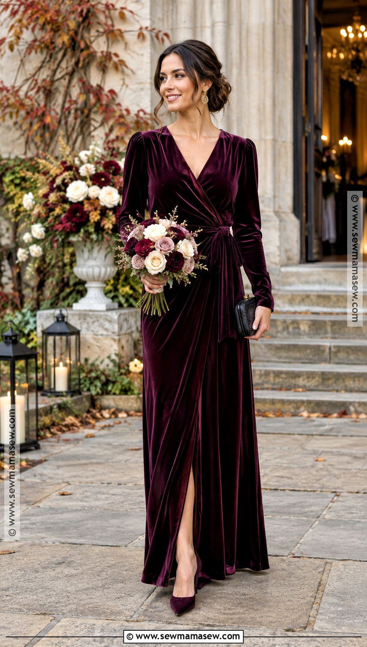 Plum Velvet Bridesmaid Dress - 15 Autumn Wedding Colors Bridesmaid Dress Ideas