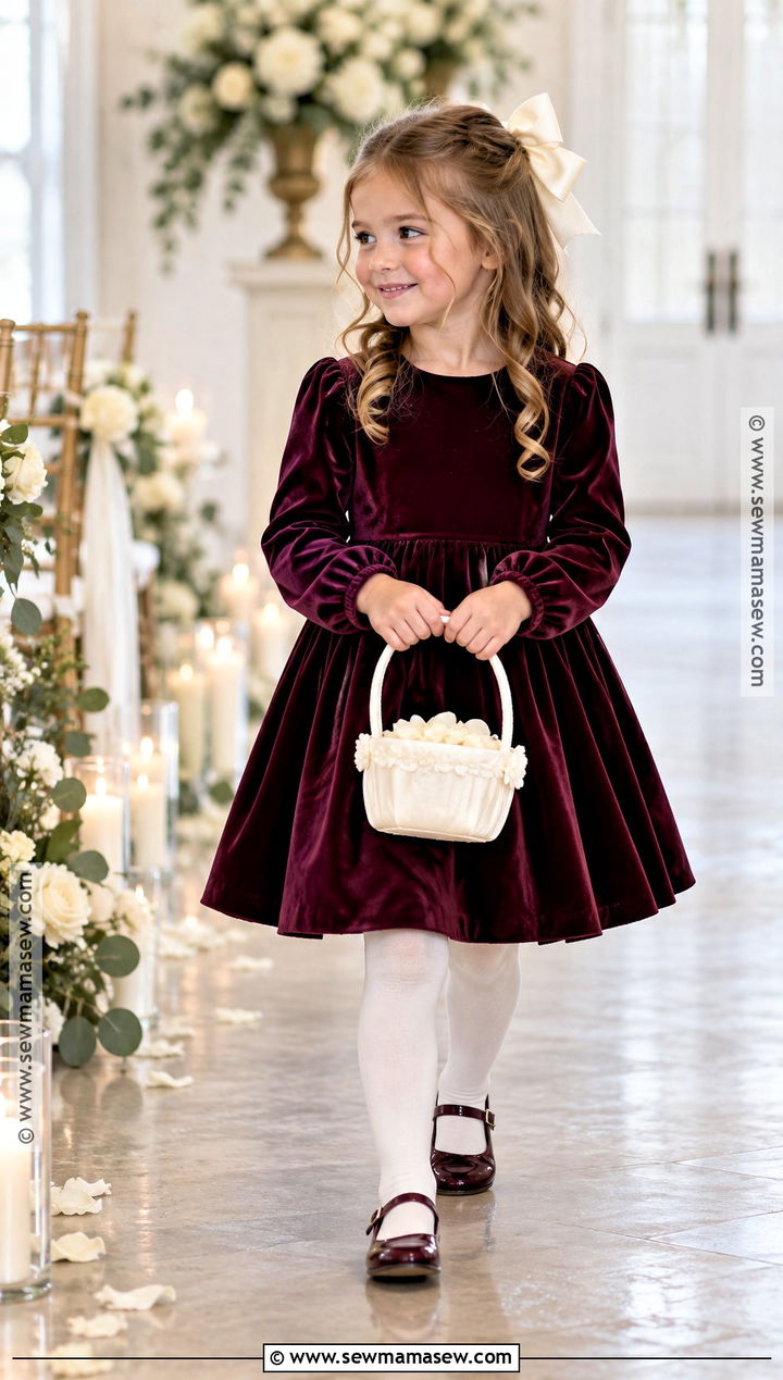 Plum Velvet Flower Girl Dress - 15 November Flower Girl Dresses