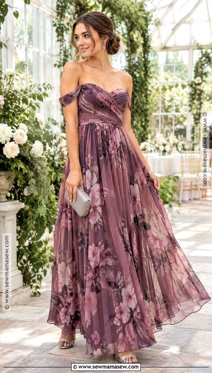 Plum Watercolor Floral Bridesmaid Dress - 15 Fall Patterned Bridesmaid Dresses