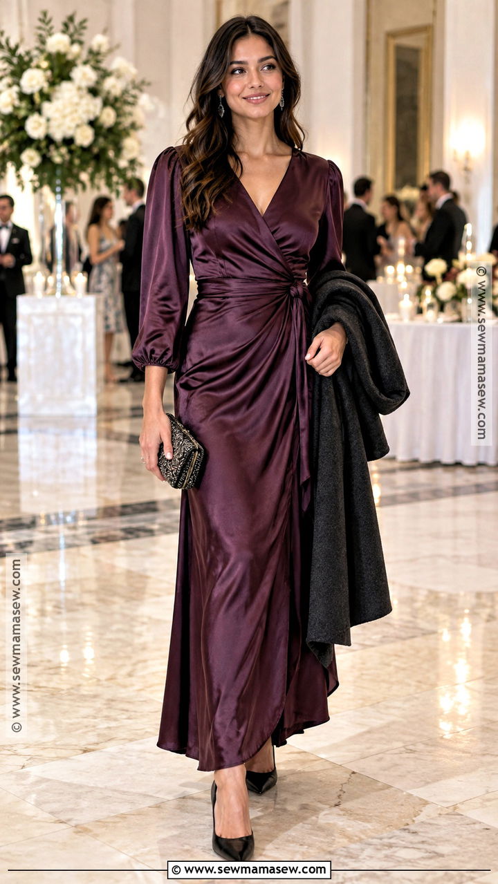 Plum Wrap Dress Fall Formal Outfit - 20 fall formal outfits for women