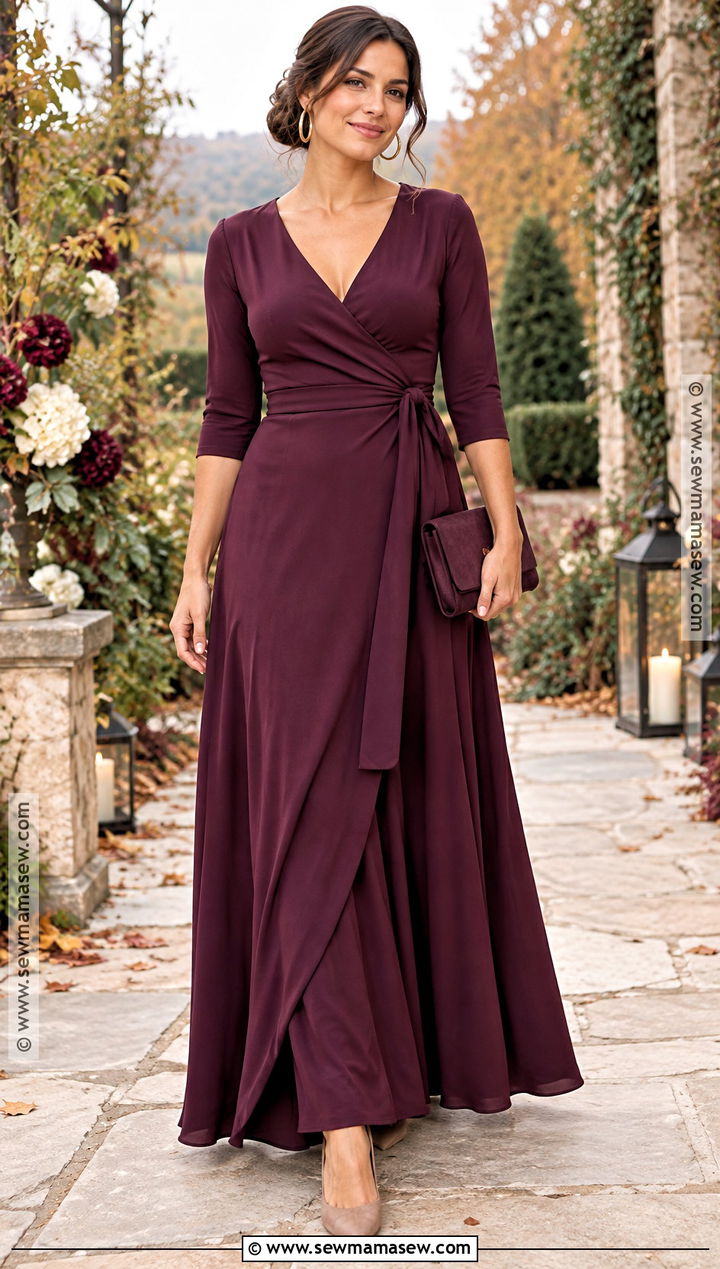 Plum Wrap Wedding Party Dress - 15 fall wedding party dresses