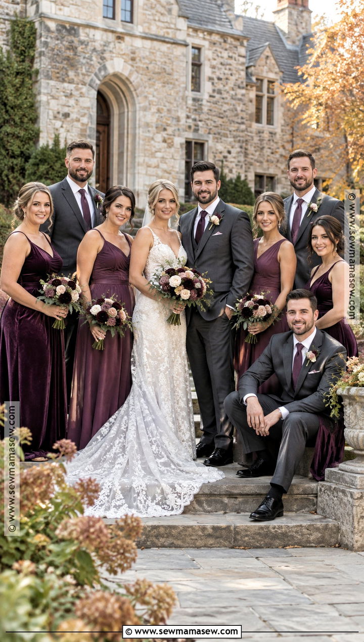 Plum and Charcoal Wedding Party Attire - 15 wedding party attire color schemes fall ideas