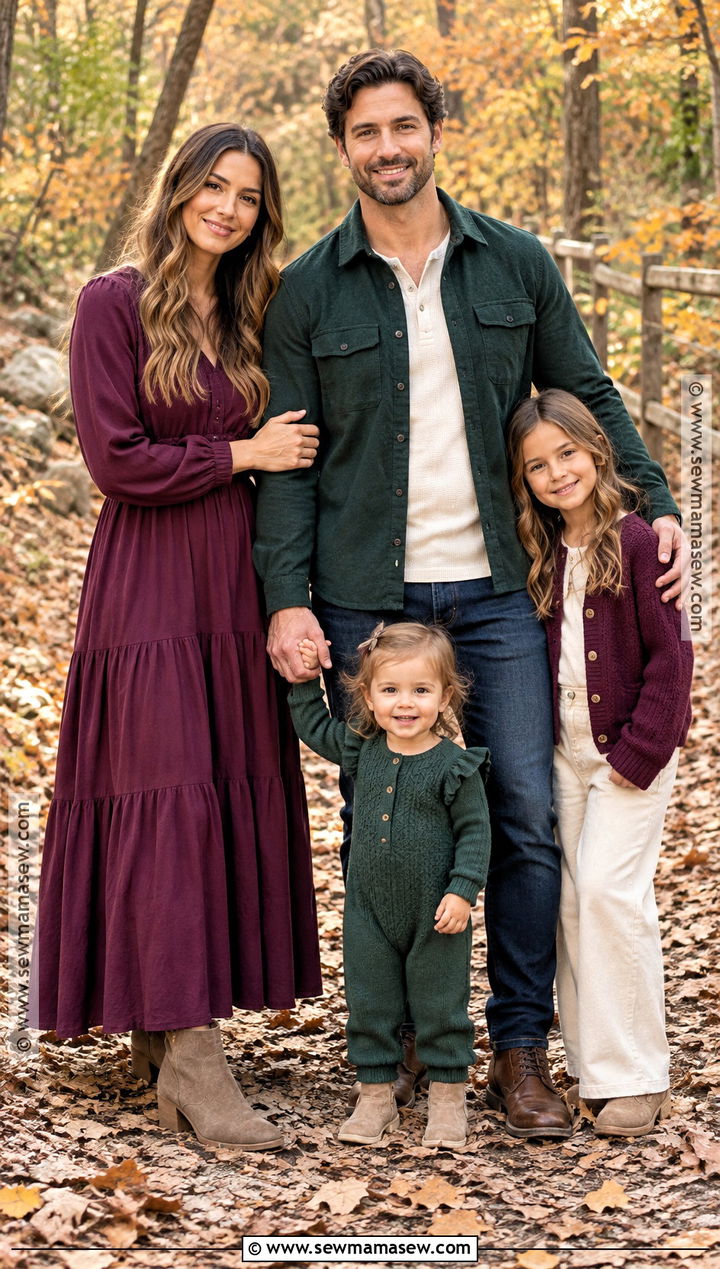 Plum and Forest Green Family Photo Outfits - 15 fall family pictures outfits jewel tones