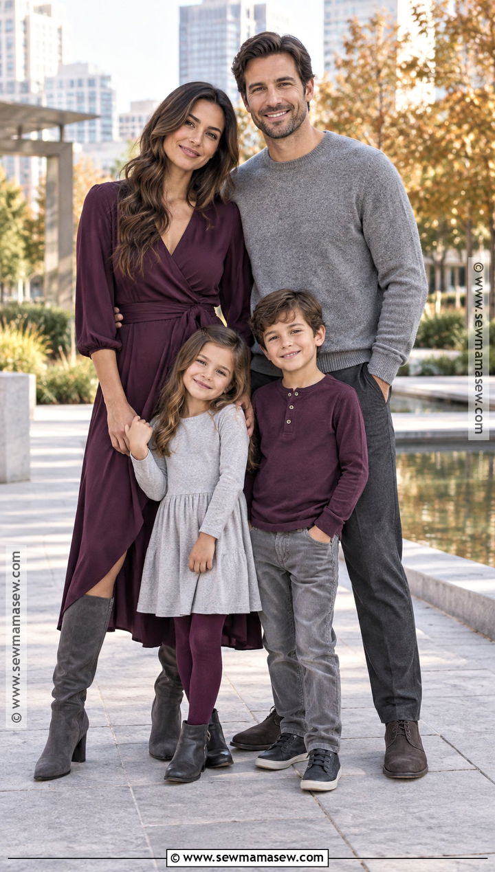 Plum and Gray Fall Family Picture Outfit - 15 fall clothes for family pictures